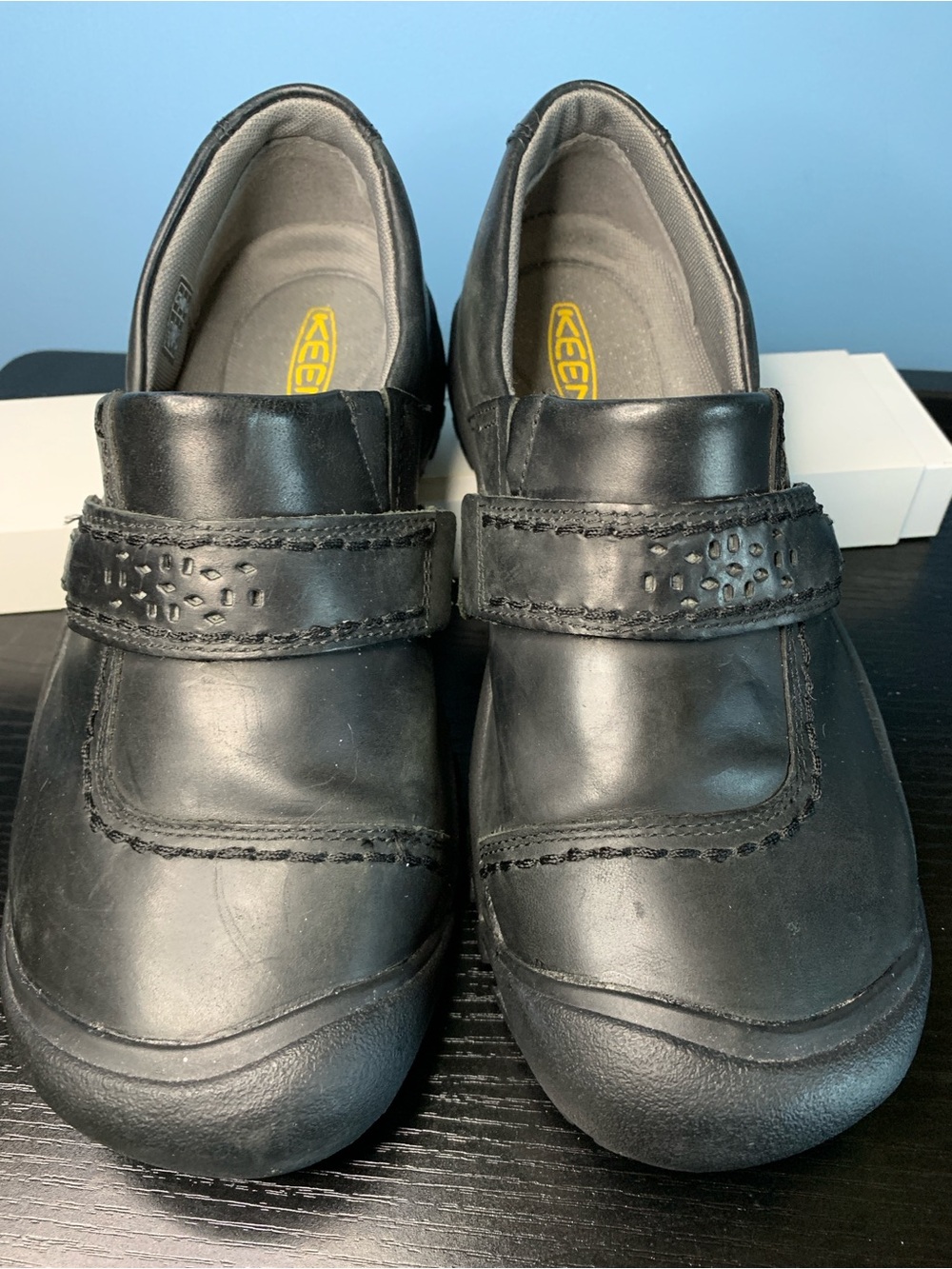 KEEN Kaci Black Leather Slip-On Mary Jane